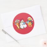 Tigger And Pooh Carolling Classic Round Sticker