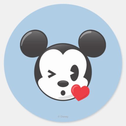 Trendy Mickey Flirty Emoji Classic Round Sticker