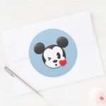 Trendy Mickey Flirty Emoji Classic Round Sticker