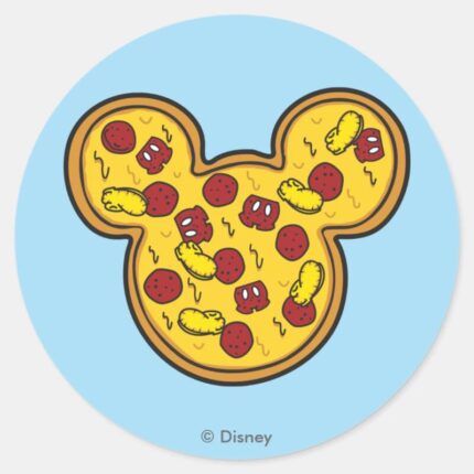 Trendy Mickey Head Shaped Pizza Classic Round Sticker