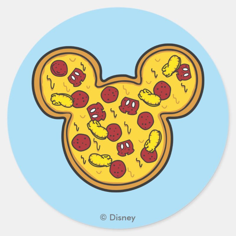 Trendy Mickey Head Shaped Pizza Classic Round Sticker