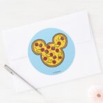 Trendy Mickey Head Shaped Pizza Classic Round Sticker