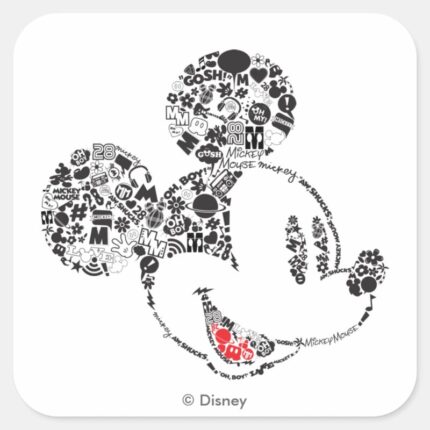 Trendy Mickey Icons Phrases Square Sticker