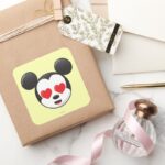 Trendy Mickey In Love Emoji Square Sticker