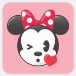 Trendy Minnie Flirty Emoji Square Sticker