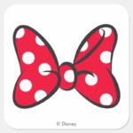 Trendy Minnie Red Polka Dot Bow Square Sticker