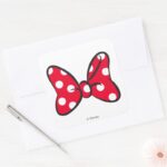 Trendy Minnie Red Polka Dot Bow Square Sticker