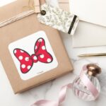 Trendy Minnie Red Polka Dot Bow Square Sticker
