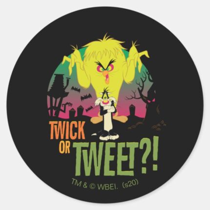Twick Or Tweet TWEETY™ SYLVESTER™ Classic Round Sticker