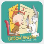 Unbewievable Barber BUGS BUNNY™ Elmer Fudd Square Sticker