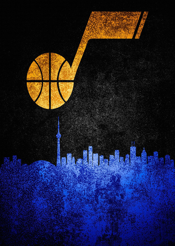 Utah Jazz City Skyline Poster