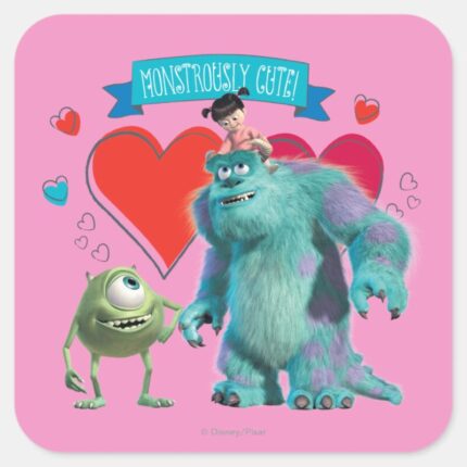 Valentines Day Monsters Inc. Square Sticker