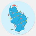 Vintage Cookie Monster Christmas Lights Classic Round Sticker