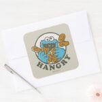 Vintage Cookie Monster Hangry Square Sticker