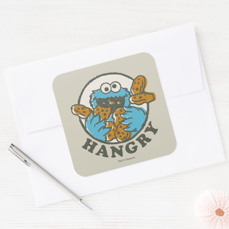 Vintage Cookie Monster Hangry Square Sticker