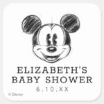 Vintage Disney Mickey Mouse Baby Shower Square Sticker