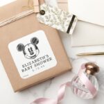 Vintage Disney Mickey Mouse Baby Shower Square Sticker