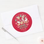 Vintage Donald Daisy Warm Holiday Hearts Classic Round Sticker