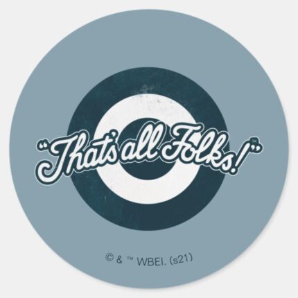 Vintage LOONEY TUNES™ THATS ALL FOLKS™ Classic Round Sticker