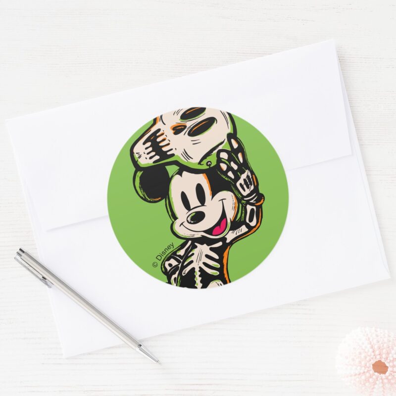 Vintage Mickey Mouse Skeleton Costume Classic Round Sticker