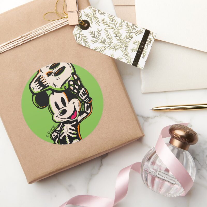 Vintage Mickey Mouse Skeleton Costume Classic Round Sticker