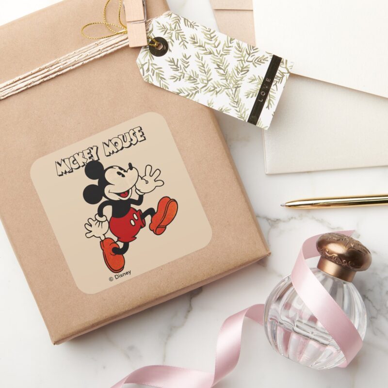 Vintage Mickey Mouse Square Sticker