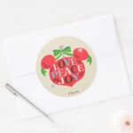 Vintage Mickey Mouse Love Peace Joy Classic Round Sticker