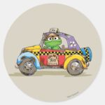 Vintage Oscars Taxi Service Classic Round Sticker