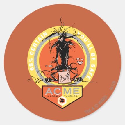 WILE E. COYOTE™ Acme 68 Certain Youll Be Safe Classic Round Sticker