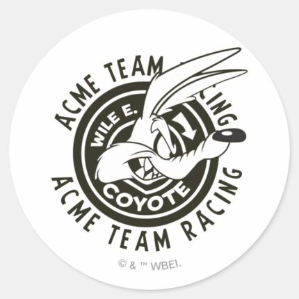 WILE E. COYOTE™ Acme Team Racing B W Classic Round Sticker