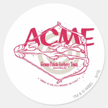 WILE E. COYOTE™ Grosse Pointe Archery Team Classic Round Sticker
