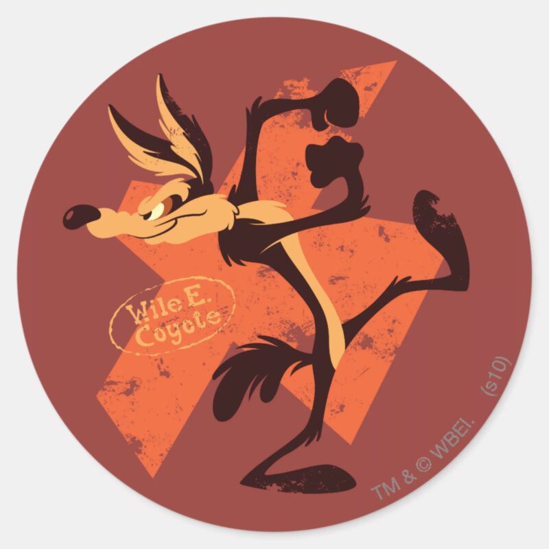 WILE E. COYOTE™ Preparing To Run Classic Round Sticker WILE E. COYOTE™ Preparing To Run Classic Round Sticker