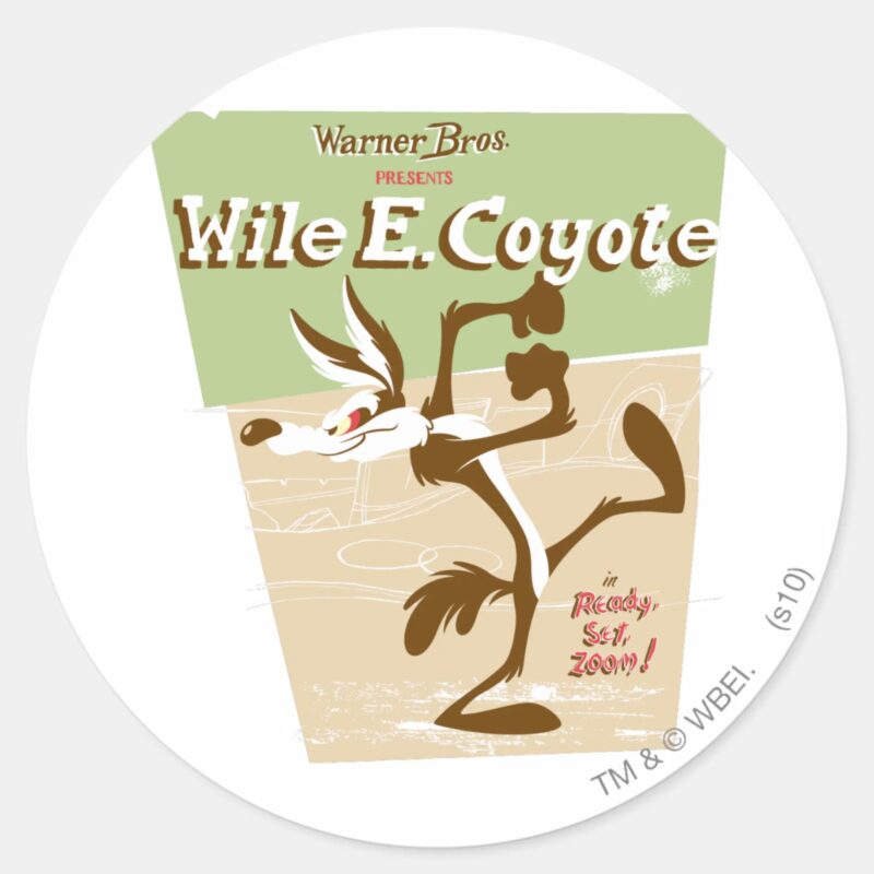 WILE E. COYOTE™ Ready Set Zoom Classic Round Sticker WILE E. COYOTE™ Ready Set Zoom Classic Round Sticker