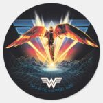 WW84 80s Retrowave Wonder Woman Graphic Classic Round Sticker