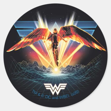 WW84 80s Retrowave Wonder Woman Graphic Classic Round Sticker
