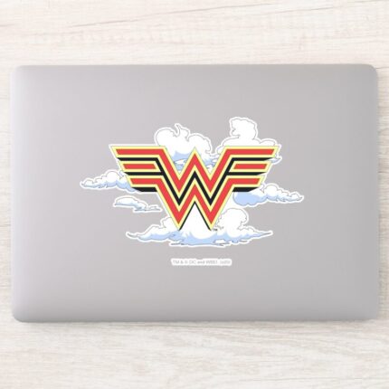 WW84 Retro Comic Wonder Woman Logo Cloud Pattern Sticker