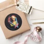 WW84 The Cheetah Retrowave Character Badge Classic Round Sticker