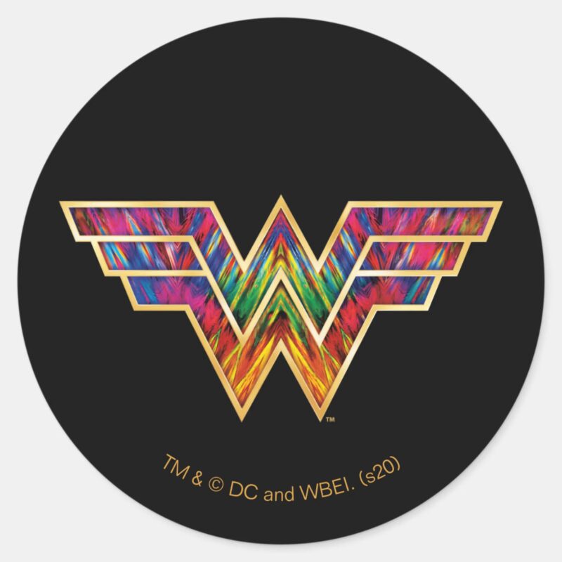 WW84 Wonder Woman Kaleidoscope Logo Classic Round Sticker WW84 Wonder Woman Kaleidoscope Logo Classic Round Sticker