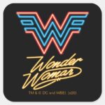 WW84 Wonder Woman Neon Light Logo Square Sticker