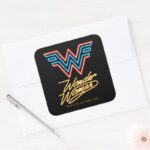 WW84 Wonder Woman Neon Light Logo Square Sticker