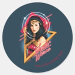 WW84 Wonder Woman Retrowave Character Badge Classic Round Sticker
