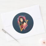 WW84 Wonder Woman Retrowave Character Badge Classic Round Sticker