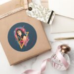 WW84 Wonder Woman Retrowave Character Badge Classic Round Sticker