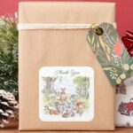 Watercolor Winnie The Pooh Picnic Baby Shower Square Sticker
