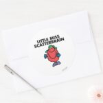 Waving Little Miss Scatterbrain Classic Round Sticker