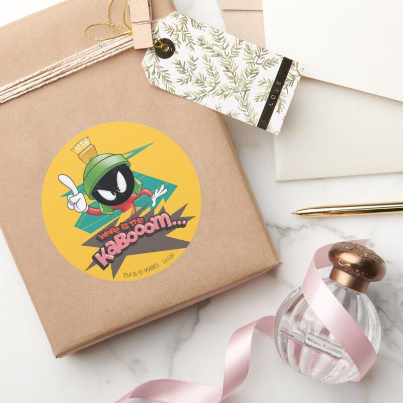 Where Is The Kabooom MARVIN THE MARTIAN™ Points Classic Round Sticker