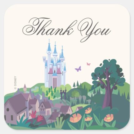 Whimsical Cinderella Castle Baby Shower Thank You Square Sticker