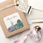 Whimsical Cinderella Castle Birthday Thank You Square Sticker
