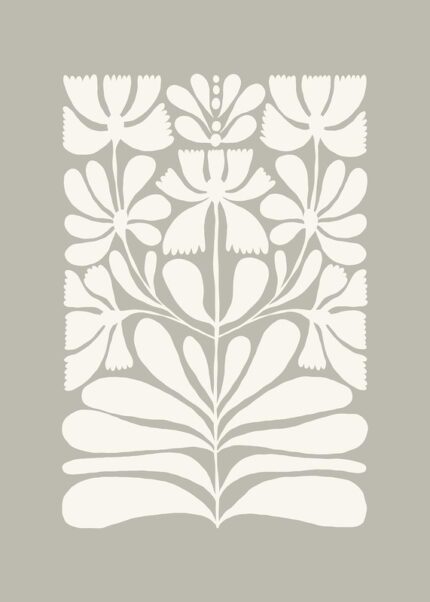 White Floral Pattern Poster