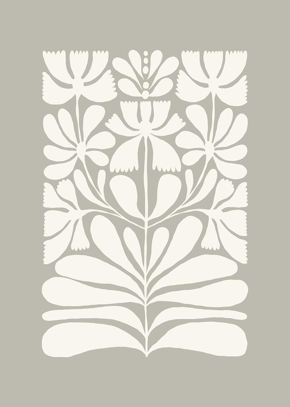 White Floral Pattern Poster